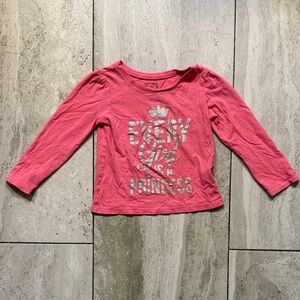 The Children's Place Pink Long Sleeve Top with Glitter Princess Graphic